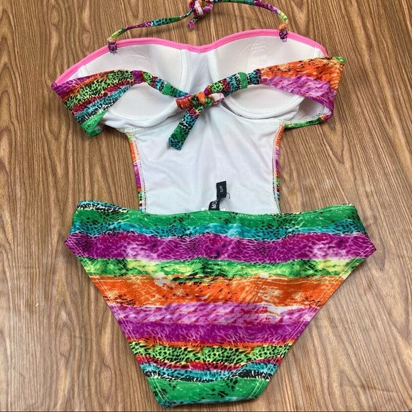 NWT Vintage 1980s Peekaboo Swimsuit Open Sides Bare Back NOS - Small - Picture 4 of 16